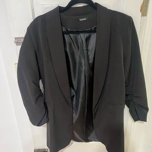 Boohoo Size 10 Women’s Ruched Sleeve Black Blazer